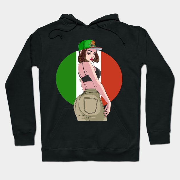 Strong Mexican Girl Mexicana Pride Mexico Flag Hoodie by Noseking